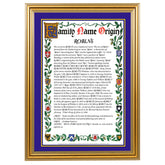 Heraldic Name Framed Prints - Personalised Gift - Distinctly British